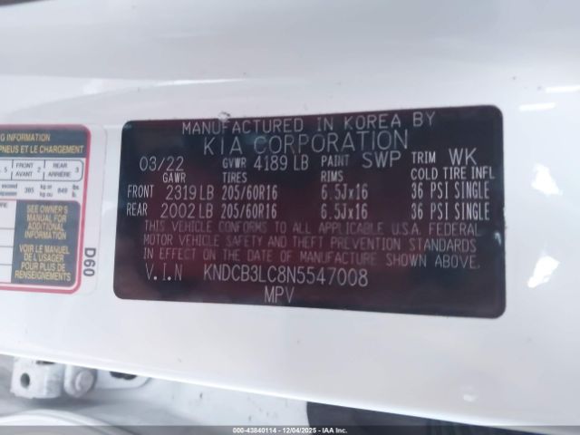 2022 KIA NIRO KNDCB3LC8N5547008 Photo 8