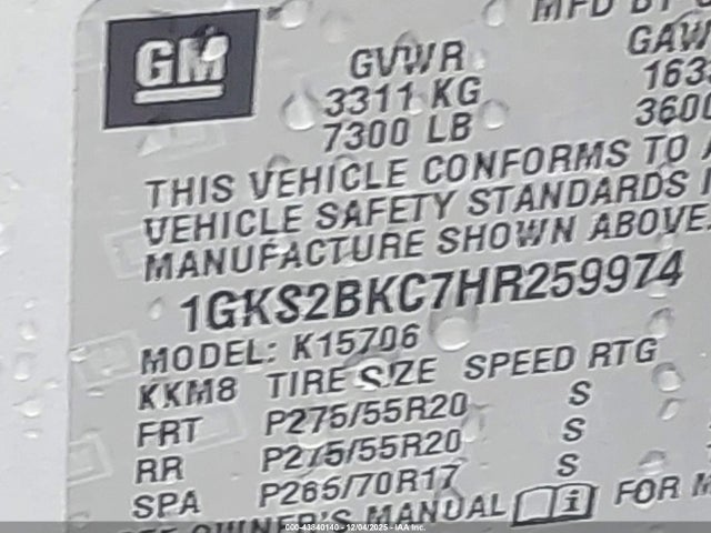 GMC YUKON SLT 2017 1GKS2BKC7HR259974 Image 9
