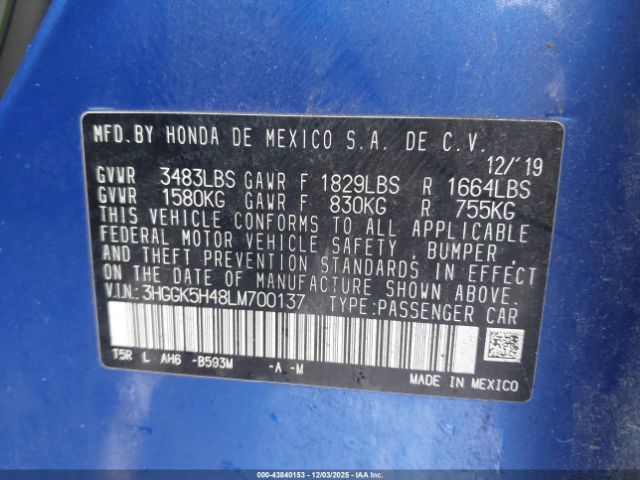 2020 HONDA FIT 3HGGK5H48LM700137 Photo 8