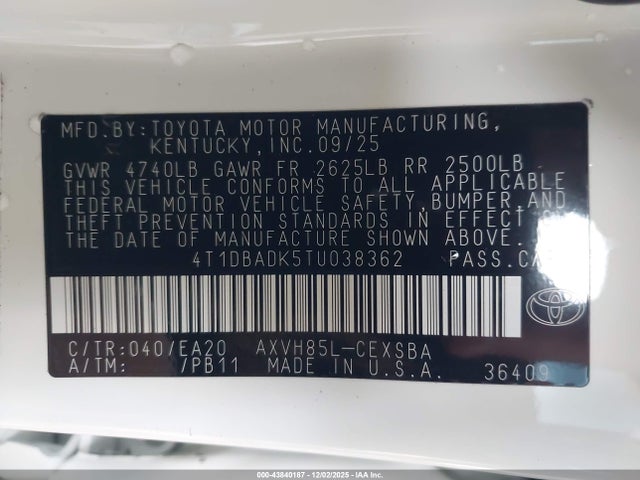 4T1DBADK5TU038362 Toyota Camry Nightshade