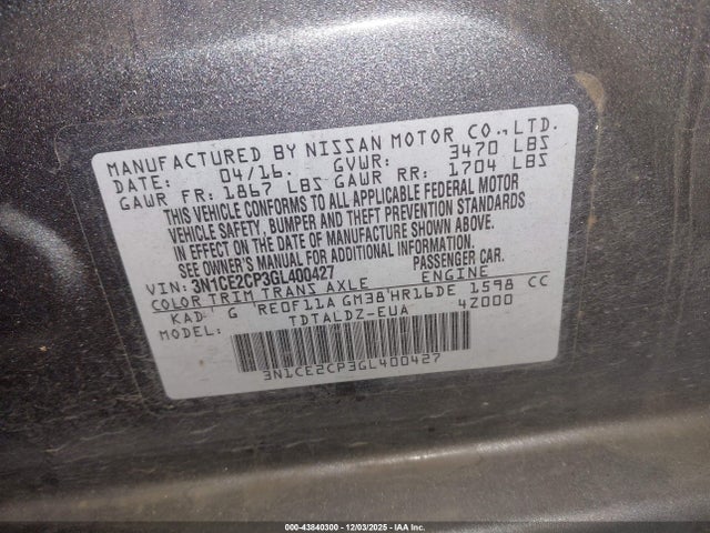 Nissan Versa Note Sv 2016 3N1CE2CP3GL400427 Image 9