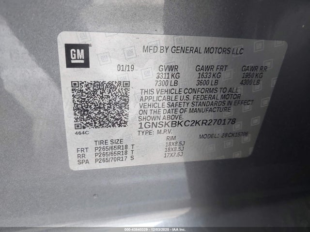 2019 CHEVROLET TAHOE 1GNSKBKC2KR270178 Photo 8