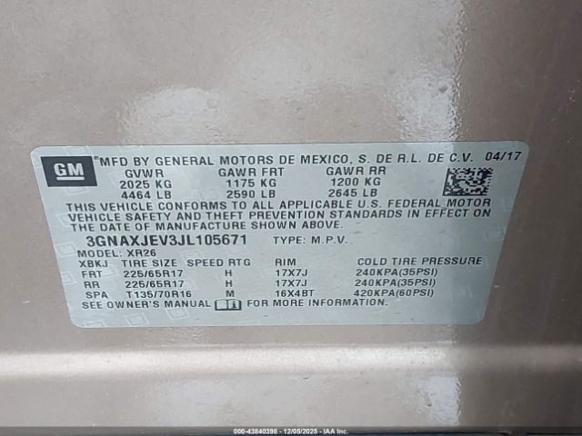 2018 CHEVROLET EQUINOX 3GNAXJEV3JL105671 Photo 8