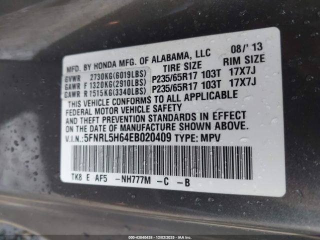 2014 HONDA ODYSSEY 5FNRL5H64EB020409 Photo 8