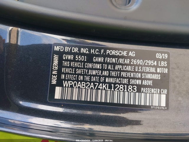 WP0AB2A74KL128183 Porsche Panamera 4s