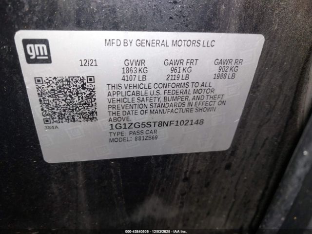 2022 CHEVROLET MALIBU 1G1ZG5ST8NF102148 Photo 8