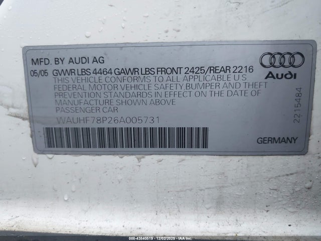 2006 AUDI A3 WAUHF78P26A005731 Photo 8