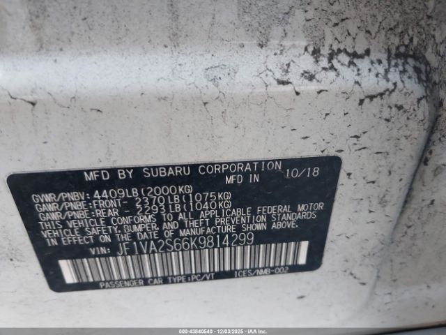 2019 SUBARU WRX JF1VA2S66K9814299 Photo 8