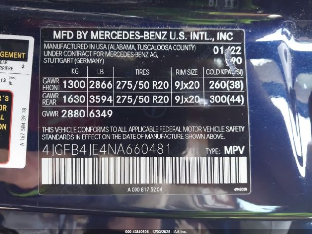 2022 MERCEDES-BENZ GLE 350 4JGFB4JE4NA660481 Photo 8