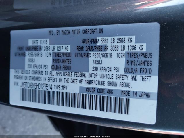 2017 MAZDA CX-9 JM3TCABY6H0127514 Photo 8