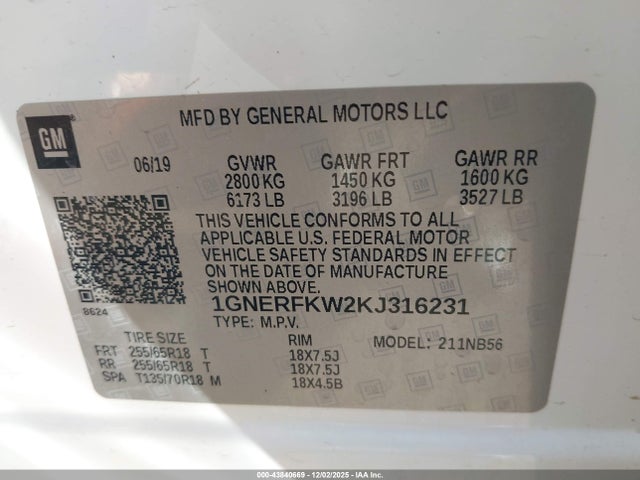 1GNERFKW2KJ316231 Chevrolet Traverse Ls
