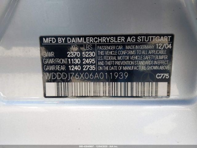 2006 MERCEDES-BENZ CLS 55 AMG WDDDJ76X06A011939 Photo 8