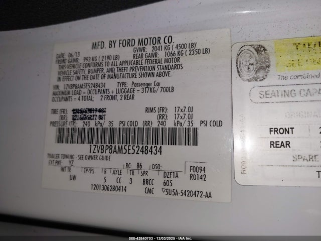 1ZVBP8AM5E5248434 Ford Mustang V6