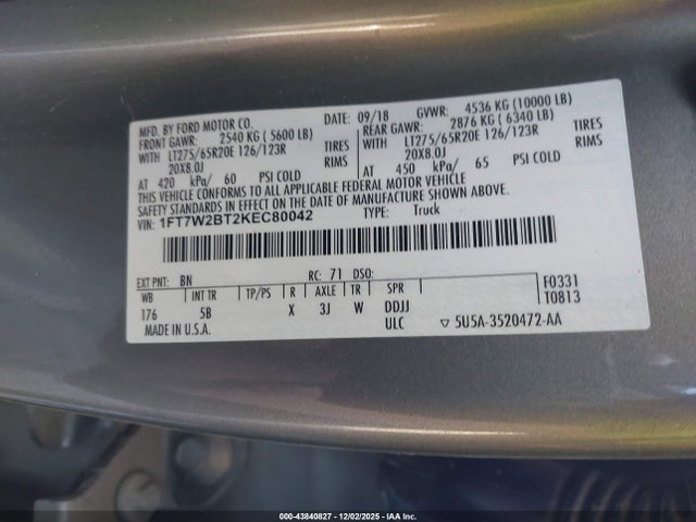 Ford F-250 Lariat 2019 1FT7W2BT2KEC80042 Image 9