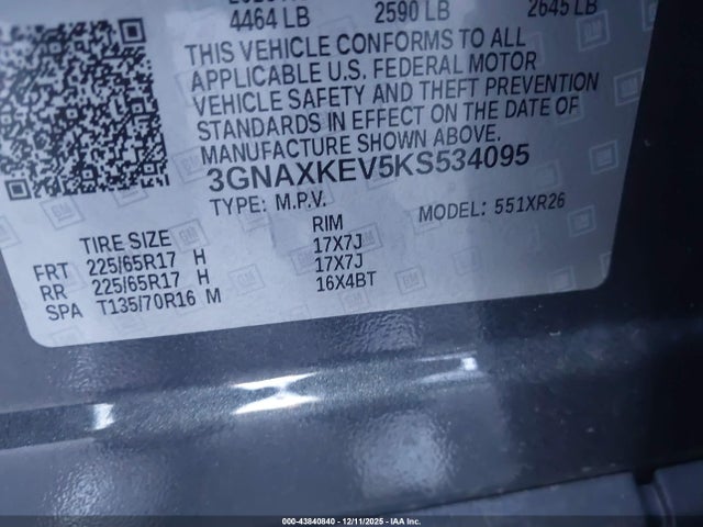 3GNAXKEV5KS534095 Chevrolet EQUINOX LT