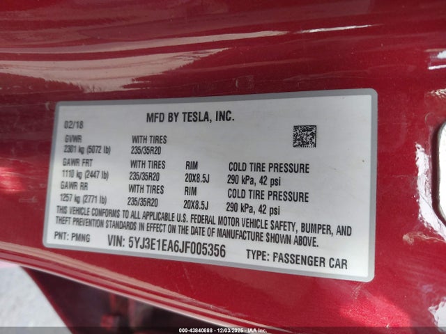 2018 TESLA MODEL 3 5YJ3E1EA6JF005356 Photo 8