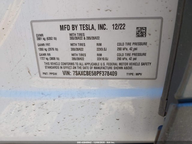 2023 TESLA MODEL X 7SAXCBE58PF378409 Photo 8