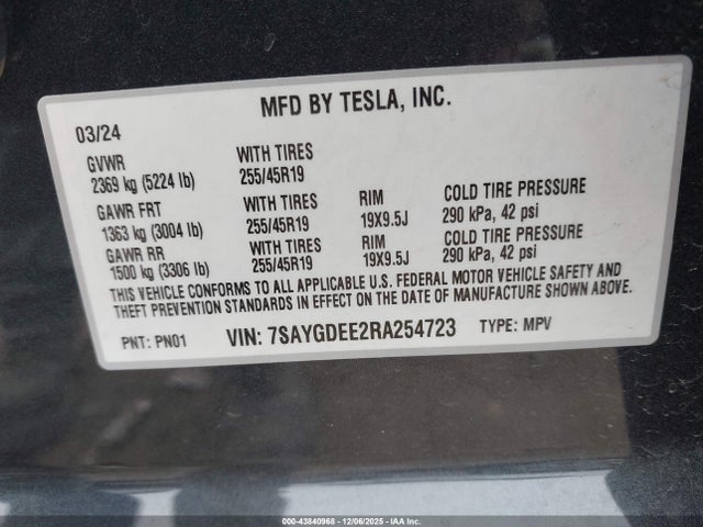 2024 TESLA MODEL Y 7SAYGDEE2RA254723 Photo 8