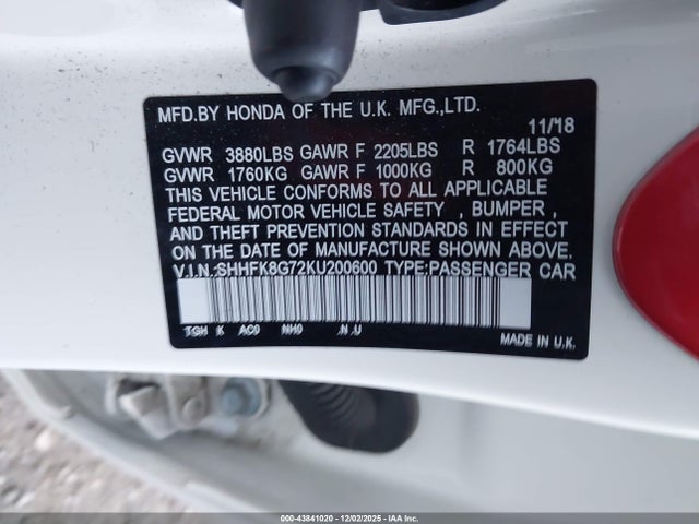 SHHFK8G72KU200600 Honda Civic Type R Touring
