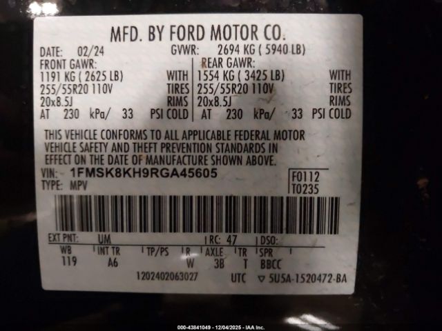 2024 FORD EXPLORER 1FMSK8KH9RGA45605 Photo 8