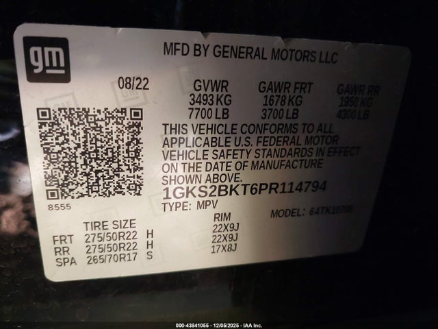 1GKS2BKT6PR114794 GMC Yukon 4wd Slt