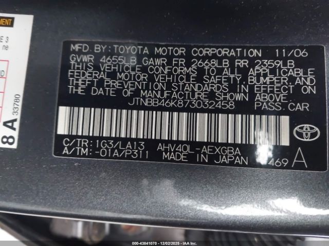 2007 TOYOTA CAMRY HYBRID JTNBB46K873032458 Photo 8