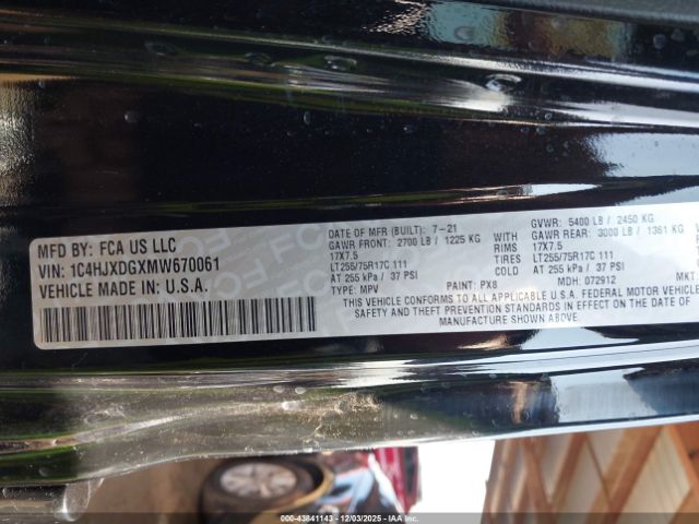 2021 JEEP WRANGLER UNLIMITED 1C4HJXDGXMW670061 Photo 8