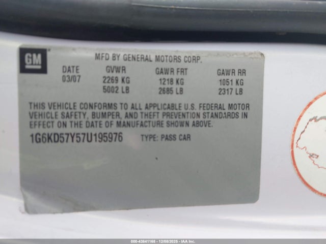 2007 CADILLAC DTS 1G6KD57Y57U195976 Photo 8