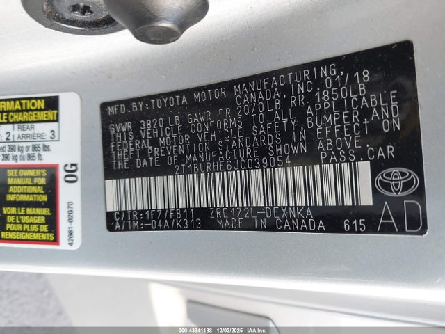 Toyota COROLLA LE 2018 2T1BURHE6JC039054 Image 9