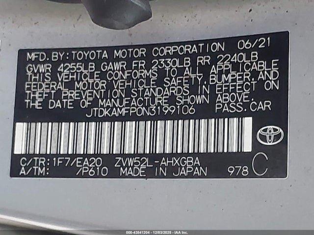 JTDKAMFP0N3199106 Toyota Prius Prime Limited