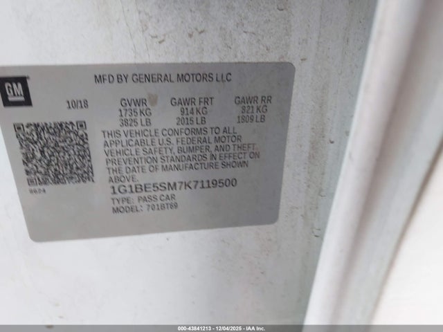 1G1BE5SM7K7119500 Chevrolet le2 -di: direct injection, vvt: variable valve timing, gen, alum
