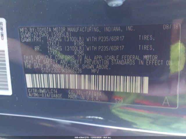 2019 TOYOTA SIENNA 5TDYZ3DC1KS966226 Photo 8