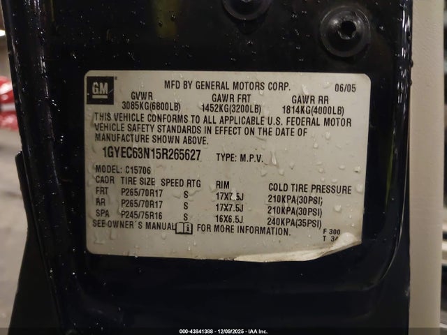 2005 CADILLAC ESCALADE 1GYEC63N15R265627 Photo 8