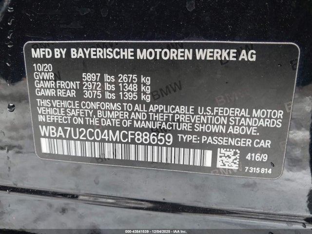 2021 BMW 750I WBA7U2C04MCF88659 Photo 8