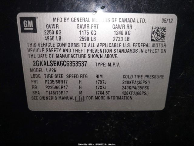 2012 GMC TERRAIN 2GKALSEK6C6353537 Photo 8