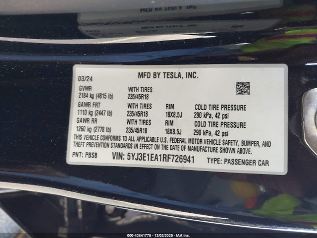 2024 TESLA MODEL 3 5YJ3E1EA1RF726941 Photo 8