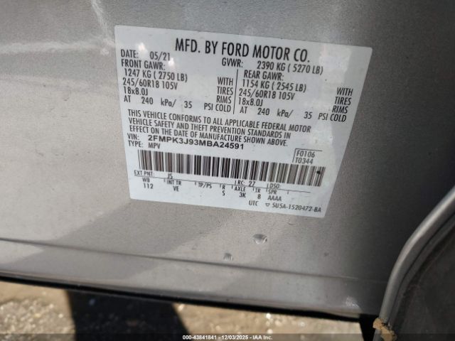 2021 FORD EDGE 2FMPK3J93MBA24591 Photo 8