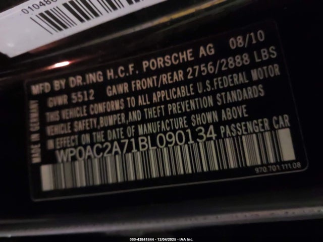 2011 PORSCHE PANAMERA WP0AC2A71BL090134 Photo 8