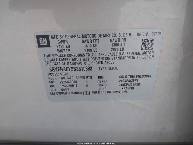 2011 CADILLAC SRX 3GYFNAEY5BS510883 Photo 8