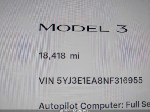 2022 TESLA MODEL 3 5YJ3E1EA8NF316955 Photo 6