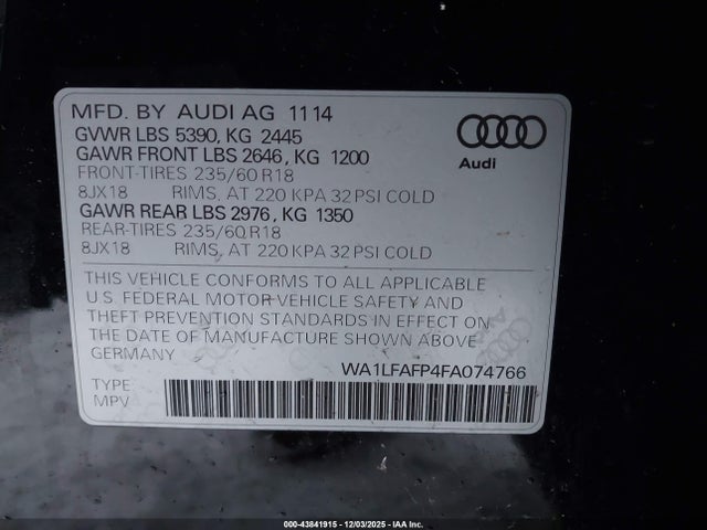2015 AUDI Q5 WA1LFAFP4FA074766 Photo 8