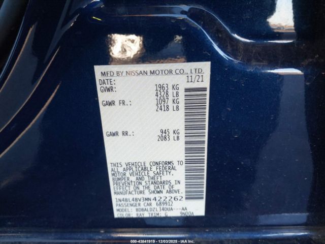 2021 NISSAN ALTIMA 1N4BL4BV3MN422262 Photo 8