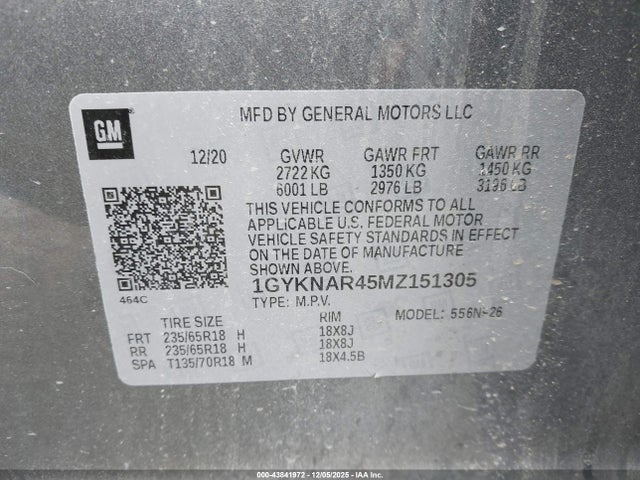 2021 CADILLAC XT5 1GYKNAR45MZ151305 Photo 8