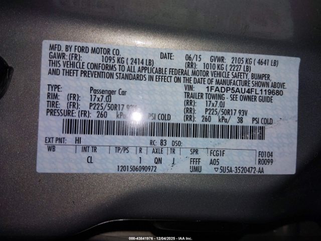 2015 FORD C-MAX HYBRID 1FADP5AU4FL119680 Photo 8