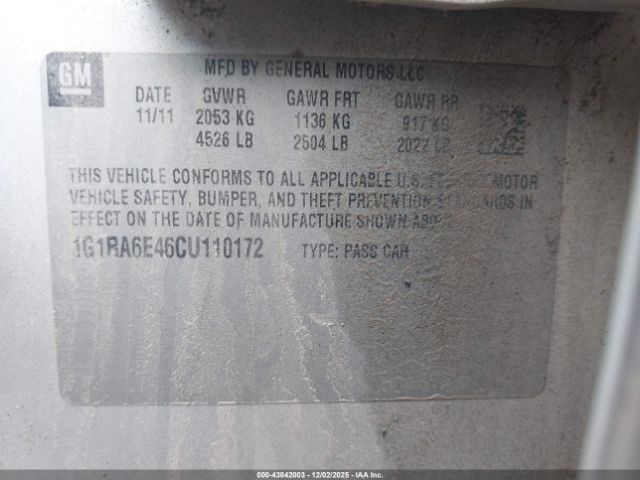 2012 CHEVROLET VOLT 1G1RA6E46CU110172 Photo 8