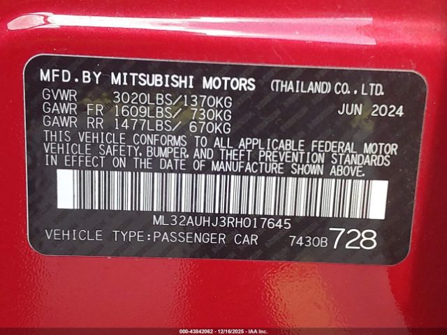 2024 MITSUBISHI MIRAGE ML32AUHJ3RH017645 Photo 8