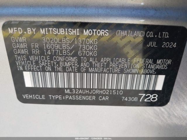 2024 MITSUBISHI MIRAGE ML32AUHJ0RH021510 Photo 8