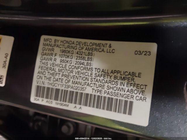 2023 HONDA ACCORD 1HGCY1F33PA020357 Photo 8