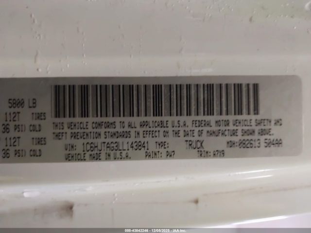 2020 JEEP GLADIATOR 1C6HJTAG3LL143841 Photo 8