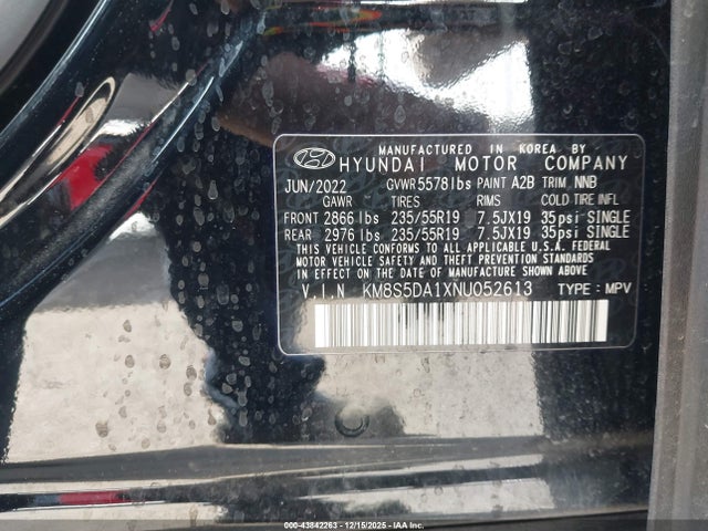 2022 HYUNDAI SANTA FE HYBRID KM8S5DA1XNU052613 Photo 8